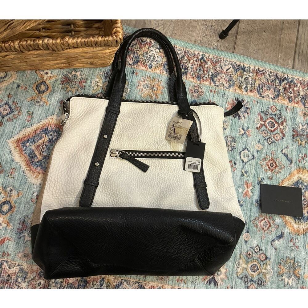 NWT Mackage Tacey Tricolor Tote - Minimalist Quiet Luxury - White Black Tan
